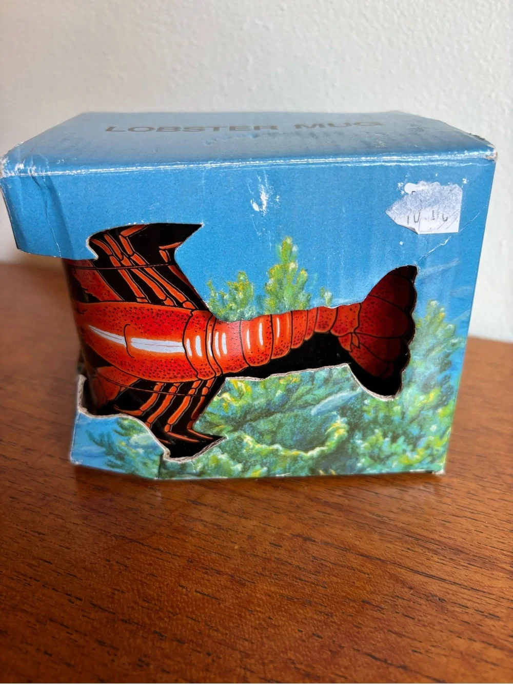Vintage new in box lobster mug with tail handle novelty fisherman mug coffee